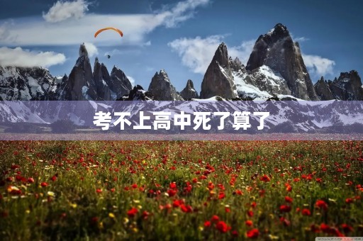 考不上高中死了算了，你想好了吗？