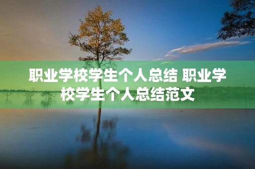 职业学校学生个人总结 职业学校学生个人总结范文