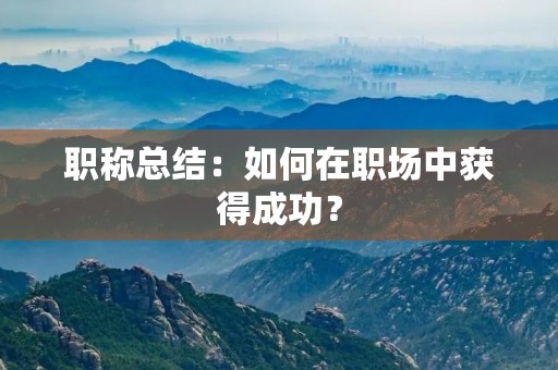 职称总结：如何在职场中获得成功？