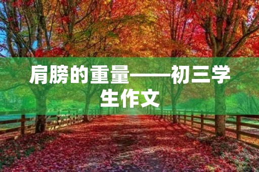 肩膀的重量——初三学生作文