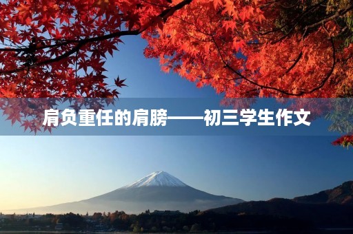 肩负重任的肩膀——初三学生作文 肩负重任的肩膀——初三学生作文