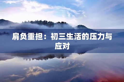 肩负重担：初三生活的压力与应对