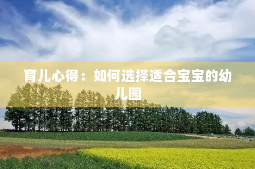 育儿心得:如何选择适合宝宝的幼儿园
