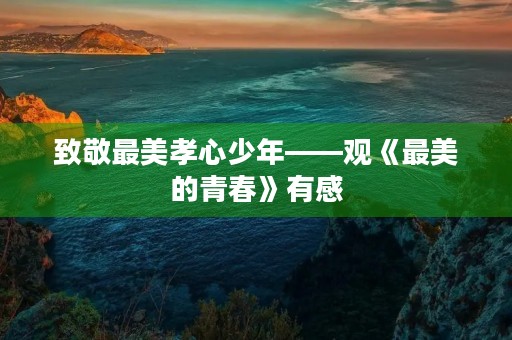 致敬最美孝心少年——观《最美的青春》有感 致敬最美孝心少年——观《最美的青春》有感