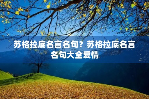 苏格拉底名言名句?苏格拉底名言名句大全爱情 苏格拉底名言名句?苏格拉底名言名句大全爱情
