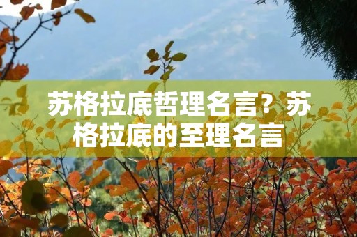 苏格拉底哲理名言?苏格拉底的至理名言 苏格拉底哲理名言?苏格拉底的至理名言
