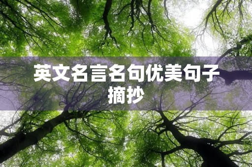 英文名言名句优美句子摘抄(英文名言名句优美句子摘抄大全) 英文名言名句优美句子摘抄(英文名言名句优美句子摘抄大全)