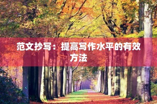 范文抄写:提高写作水平的有效方法 范文抄写:提高写作水平的有效方法