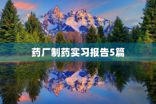 药厂制药实习报告5篇