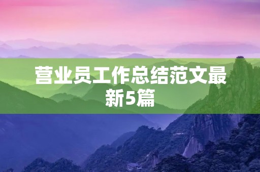 营业员工作总结范文最新5篇