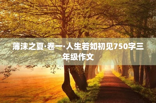 薄沫之夏·卷一·人生若如初见750字三年级作文
