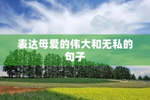 表达母爱的伟大和无私的句子，表达母爱的伟大和无私的句子简短