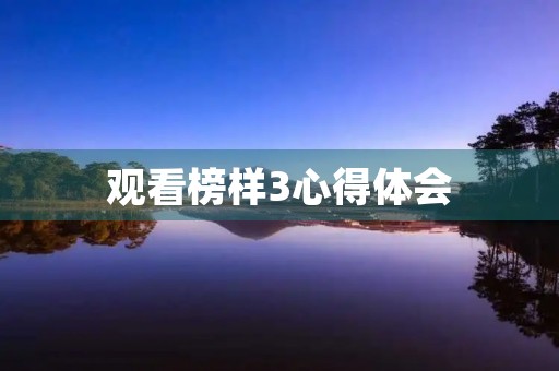 观看榜样3心得体会