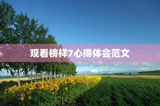 观看榜样7心得体会范文 观看榜样7心得体会范文
