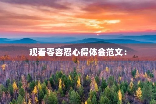 观看零容忍心得体会范文: