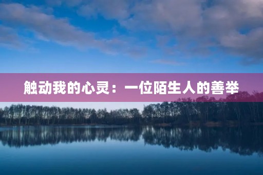 触动我的心灵：一位陌生人的善举