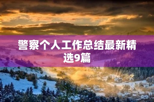 警察个人工作总结最新精选9篇