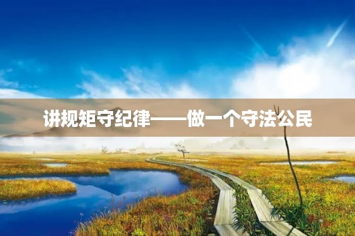 讲规矩守纪律——做一个守法公民
