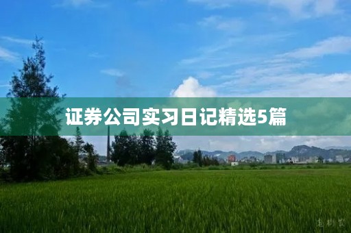 证券公司实习日记精选5篇 证券公司实习日记精选5篇