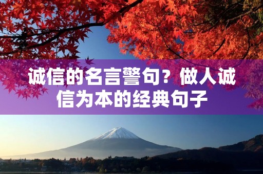 诚信的名言警句？做人诚信为本的经典句子