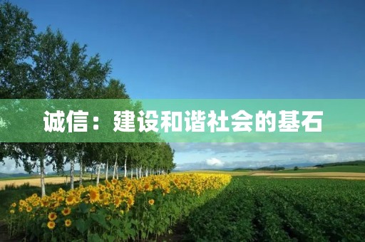 诚信:建设和谐社会的基石 诚信:建设和谐社会的基石