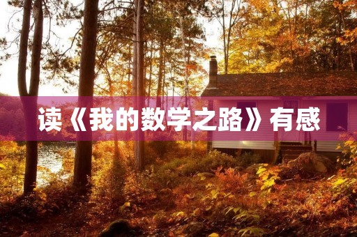 读《我的数学之路》有感