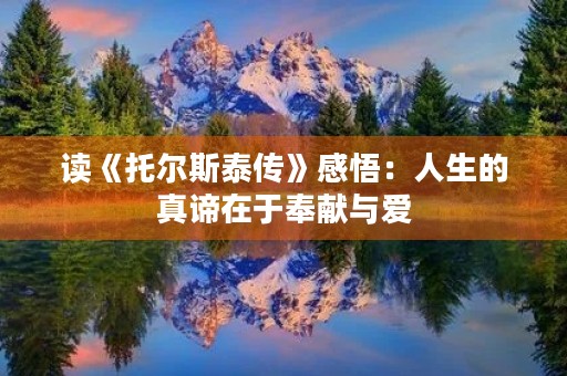 读《托尔斯泰传》感悟:人生的真谛在于奉献与爱 读《托尔斯泰传》感悟:人生的真谛在于奉献与爱