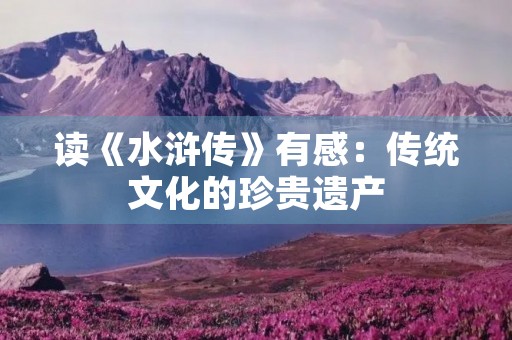 读《水浒传》有感：传统文化的珍贵遗产