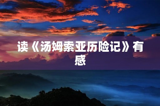 读《汤姆索亚历险记》有感 读《汤姆索亚历险记》有感
