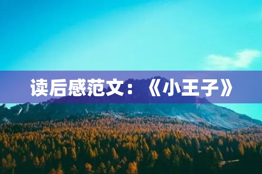 读后感范文：《小王子》