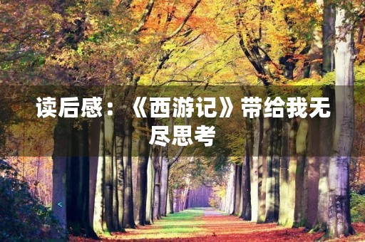读后感：《西游记》带给我无尽思考