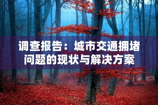 调查报告:城市交通拥堵问题的现状与解决方案 调查报告:城市交通拥堵问题的现状与解决方案