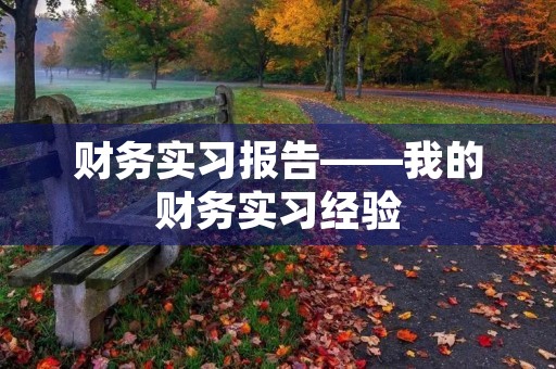 财务实习报告——我的财务实习经验