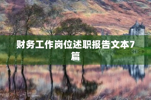 财务工作岗位述职报告文本7篇