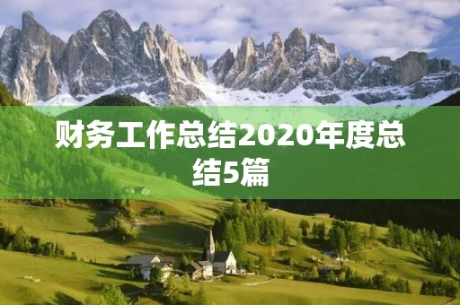 财务工作总结2020年度总结5篇
