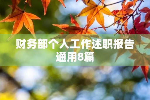 财务部个人工作述职报告通用8篇 财务部个人工作述职报告通用8篇