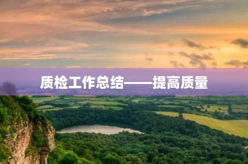 质检工作总结——提高质量,提升效率 质检工作总结——提高质量,提升效率