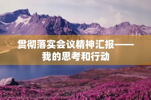 贯彻落实会议精神汇报——我的思考和行动 贯彻落实会议精神汇报——我的思考和行动