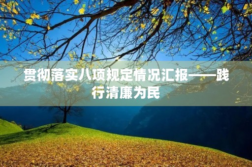 贯彻落实八项规定情况汇报——践行清廉为民，推动党风廉政建设