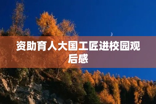 资助育人大国工匠进校园观后感