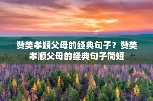 赞美孝顺父母的经典句子？赞美孝顺父母的经典句子简短
