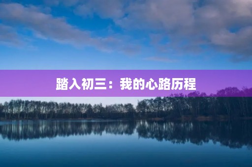 踏入初三：我的心路历程