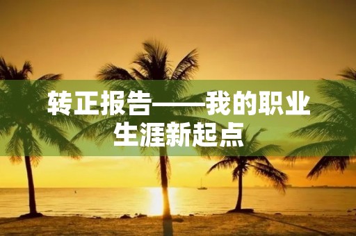 转正报告——我的职业生涯新起点