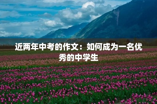 近两年中考的作文：如何成为一名优秀的中学生