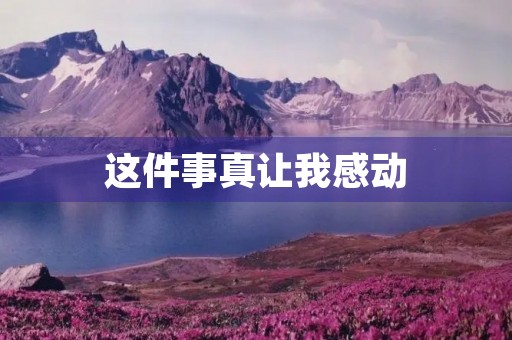 这件事真让我感动