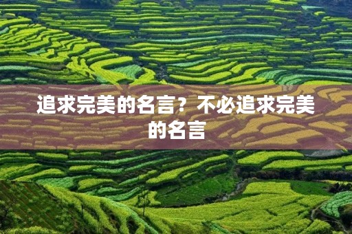 追求完美的名言?不必追求完美的名言 追求完美的名言?不必追求完美的名言
