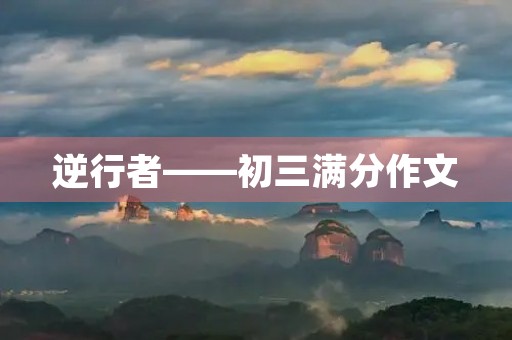 逆行者——初三满分作文
