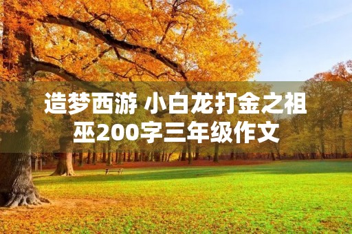 造梦西游 小白龙打金之祖巫200字三年级作文