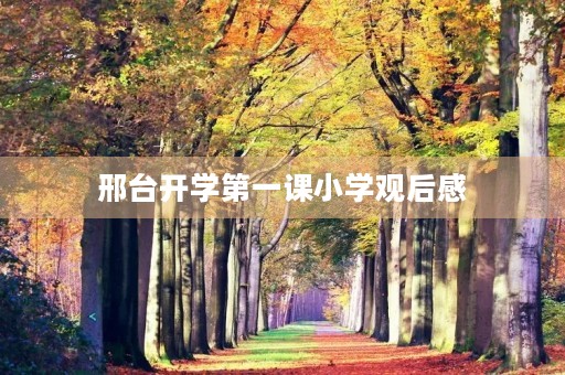 邢台开学第一课小学观后感 邢台开学第一课小学观后感