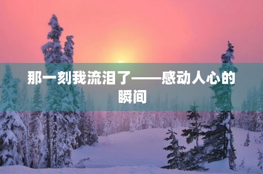 那一刻我流泪了——感动人心的瞬间